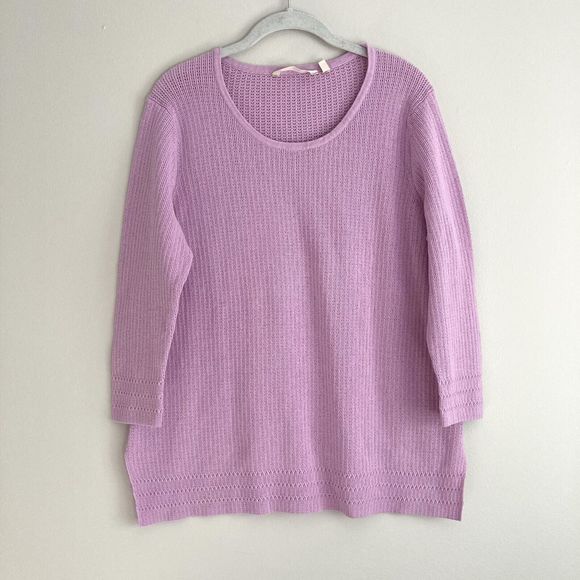 Soft Surroundings Womens Purple Loose Knit Silk Blend Sweater Size Large - Picture 1 of 8
